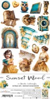 Extras to Cut Set – Sunset – Sunset Mood,15,75x30,5cm, mirror print, 250 gsm (18 sheets, 9 designs, 2x9 double-sided sheets + 2x bonus on the cover)