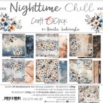 Paper Collection Set 20,3x20,3cm Nighttime Chill, 250 gsm (24 sheets, 12 designs, 4x6 double-sided sheets + 4x bonus design on the cover)