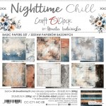 Basic Paper Set 20,3x20,3cm Nighttime Chill, 250 gsm (24 sheets, 12 designs, 4x6 double-sided sheets +4x bonus design on the cover)
