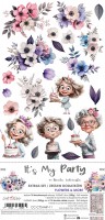 Extras to Cut Set – Flowers & More – It’s My Party,15,75x30,5cm, mirror print, 250 gsm (18 sheets, 9 designs, 2x9 double-sided sheets + 2x bonus on the cover)