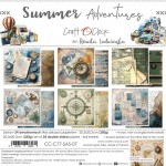 Paper Collection Set 20,3x20,3cm Summer Adventures, 250 gsm (24 sheets, 12 designs, 4x6 double-sided sheets + 4x bonus design on the cover)
