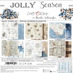 Basic Paper Set 20,3x20,3cm Jolly Season, 250 gsm (24 sheets, 12 designs, 4x6 double-sided sheets +4x bonus design on the cover)