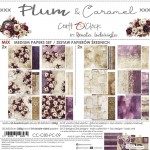 Mix Paper Set 20,3x20,3cm Plum And Caramel, 250 gsm (24 sheets, 24 designs – collection and basic designs, 2x12 double-sided sheets +5x bonus design on the cover)