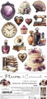 Extras to Cut Set – Plum – Plum And Caramel,15,75x30,5cm, mirror print, 250 gsm (18 sheets, 9 designs, 2x9 double-sided sheets + 2x bonus on the cover)