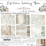 Basic Paper Set 20,3x20,3cm Lifetime Loving You, 250 gsm (24 sheets, 12 designs, 4x6 double-sided sheets +4x bonus design on the cover)