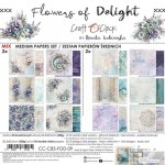 Mix Paper Set 20,3x20,3cm Flowers Of Delight, 250 gsm (24 sheets, 24 designs – collection and basic designs, 2x12 double-sided sheets +5x bonus design
