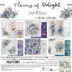 Paper Collection Set 15x15cm Flowers Of Delight, 250 gsm (24 sheets, 12 designs, 4x6 double-sided sheets, bonus design - 2 sheets)