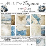 Basic Paper Set 20,3x20,3cm Mr And Mrs Elegance, 250 gsm (24 sheets, 12 designs, 4x6 double-sided sheets +4x bonus design on the cover)