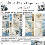 Mix Paper Set 20,3x20,3cm Mr And Mrs Elegance, 250 gsm (24 sheets, 24 designs – collection and basic designs, 2x12 double-sided sheets +5x bonus desig