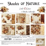Paper Collection Set 20,3x20,3cm Shades Of Nature, 250 gsm (24 sheets, 12 designs, 4x6 double-sided sheets + 4x bonus design on the cover)