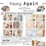 Mix Paper Set 20,3x20,3cm Young Again, 250 gsm (24 sheets, 24 designs – collection and basic designs, 2x12 double-sided sheets +5x bonus design on the