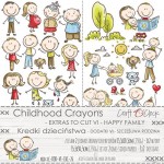 Paper Collection Set 15,5x30,5cm Childhood Crayons - Happy Family - extras to cut VI, 250 gsm (2 one-sided sheets, 2 designs) (clr 50)