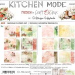 Mix Paper Set 20,3x20,3cm Kitchen Mode, 250 gsm (24 sheets, 24 designs – collection and basic designs, 2x12 double-sided sheets +5x bonus design on the cover)