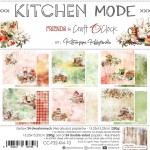 Paper Collection Set 15x15cm Kitchen Mode, 250 gsm (24 sheets, 12 designs, 4x6 double-sided sheets, bonus design - 2 sheets)