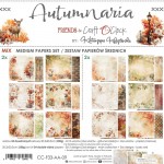 Mix Paper Set 20,3x20,3cm Autumnaria, 250 gsm (24 sheets, 24 designs – collection and basic designs, 2x12 double-sided sheets +5x bonus design on the cover)