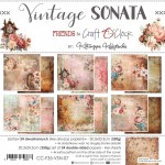 Paper Collection Set 20,3x20,3cm Vintage Sonata, 250 gsm (24 sheets, 12 designs, 4x6 double-sided sheets + 4x bonus design on the cover)
