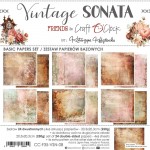 Basic Paper Set 20,3x20,3cm Vintage Sonata, 250 gsm (24 sheets, 12 designs, 4x6 double-sided sheets +4x bonus design on the cover)