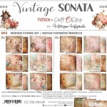 Mix Paper Set 20,3x20,3cm Vintage Sonata, 250 gsm (24 sheets, 24 designs – collection and basic designs, 2x12 double-sided sheets +5x bonus design on