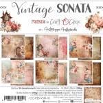 Paper Collection Set 15x15cm Vintage Sonata, 250 gsm (24 sheets, 12 designs, 4x6 double-sided sheets, bonus design - 2 sheets)