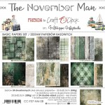 Basic Paper Set 20,3x20,3cm The November Man, 250 gsm (24 sheets, 12 designs, 4x6 double-sided sheets +4x bonus design on the cover)