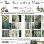 Mix Paper Set 20,3x20,3cm The November Man, 250 gsm (24 sheets, 24 designs – collection and basic designs, 2x12 double-sided sheets +5x bonus design o