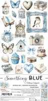 Extras to Cut Set – Something– Something Blue,15,75x30,5cm, mirror print, 250 gsm (18 sheets, 9 designs, 2x9 double-sided sheets + 2x bonus on the cover)