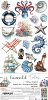 Extras to Cut Set – Emerald – Emerald Tales,15,75x30,5cm, mirror print, 250 gsm (18 sheets, 9 designs, 2x9 double-sided sheets + 2x bonus on the c