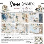 Paper Collection Set 20,3x20,3cm Snow Game, 250 gsm (24 sheets, 12 designs, 4x6 double-sided sheets + 4x bonus design on the cover)
