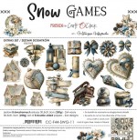 Extras to Cut Set – Festive – Snow Game, 30,5x31,5cm, mirror print, 250 gsm (8 sheets, 4 designs, 2x4 double-sided sheets + 2x bonus on the cover)
