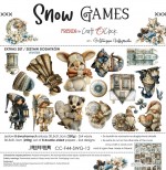 Extras to Cut Set – Winter – Snow Game, 30,5x31,5cm, mirror print, 250 gsm (8 sheets, 4 designs, 2x4 double-sided sheets + 2x bonus on the cover)