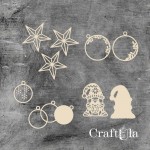 Set of Chipboard Christmas Baubles with a shaker 0070 (height/lenght 7-6 cm each)