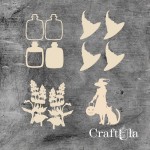 Set of Chipboard the Witch with a shaker 4 ( largest 7x5x0,15cm)