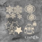 Set of Chipboard Christmas with a shaker 0860 (around 8x8x0,15cm each/largest)