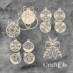 Set of Chipboard Christmas Baubles with a shaker 0883 (5-6x7x0,15cm each)