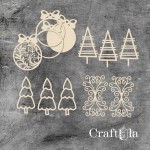 Set of Chipboard Christmas Trees with a shaker 0885 (height 7cm each)