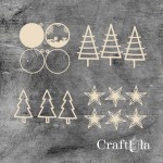 Set of Chipboard Christmas Trees with a shaker 0890 (largest 7x7x0,15cm)