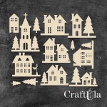 Set of Chipboard Christmas Town 0964 (largest 5x7x0,15cm)
