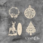 Set of Chipboard Christamas Baubles 1012 (largest 9x9x0,15cm)