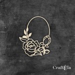 Chipboard Frame with a rose 1135 (approx. 9x4x0,15cm)