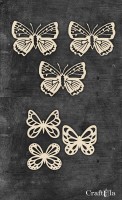 Set of Chipboard Butterflies 1149 (6 pcs, approx. 3x4x0,15cm)