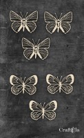 Set of Chipboard Butterflies 1162 (6 pcs, approx. 3x4x0,15cm)