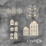 Set of Chipboard Winter Houses with a shaker 1205 (largest 9x4x0,15cm)