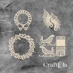 Set of Chipboard Christmas with 3D sleigh for a box 1262 (height/lenght around 9-8cm each)