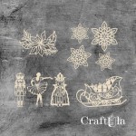 Set of Chipboard Christmas 1290 (height/lenght around 7,5-7cm each)