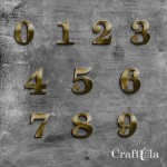 Set of mirrored gold plexiglass numbers 0-9 (10 pcs, 4x5cm)