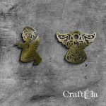 Set of mirrored gold plexiglass Angels (2 pcs, 2 designs, 6x8 cm)