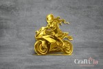Mirrored gold plexiglass Woman on a Motorcycle (1 pcs, 9x9cm)