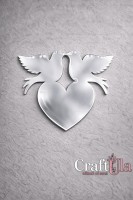 Mirrored silver plexiglass Pigeons with Heart (10 pcs, 5,5x4,5cm)