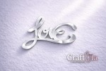 Mirrored silver plexiglass Love (2 pcs, 4,5x3,5cm)