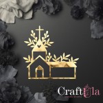Mirrored gold plexiglass Church (1 pcs, 11,5x11,5cm)